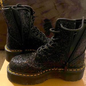 Brand new chunky black glitter Dr Martens Airwair boots.  Size Women’s 5.